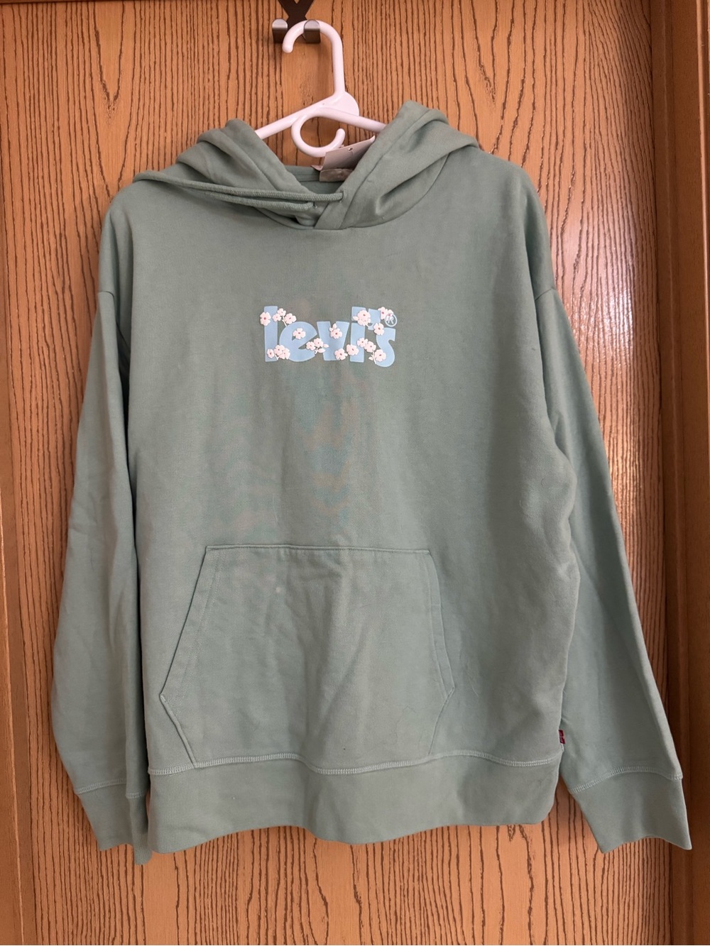 Levi's Sage Green Pullover Hoodie with Floral Logo Tag